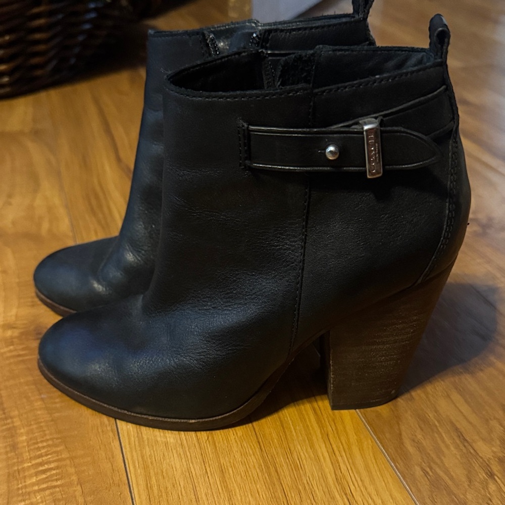 Coach Black Leather Ankle Booties